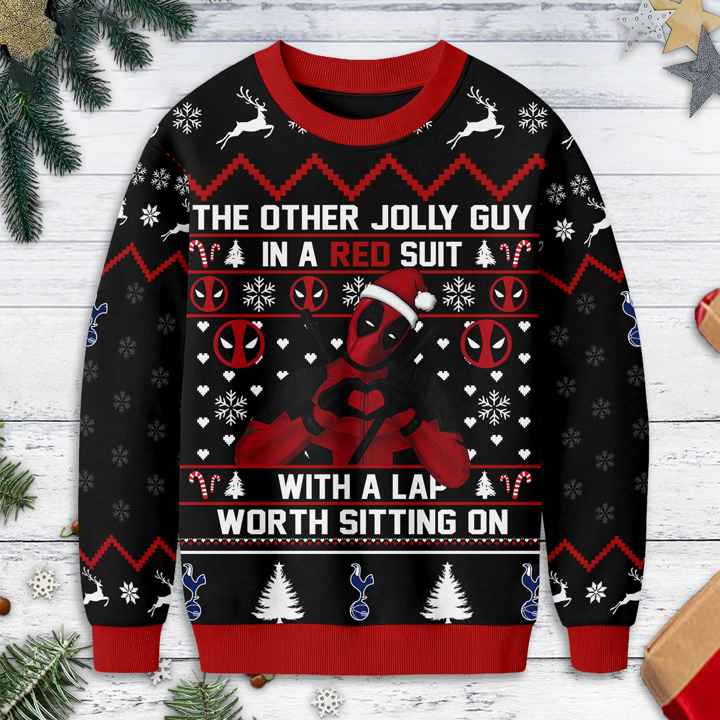 Premium EPL X TOT Deadpool Christmas Ugly Sweater NDT TDT125
