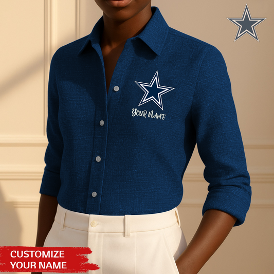 Premium NFL DAL Long Sleeve Button Up Shirt V1 NMD TTV