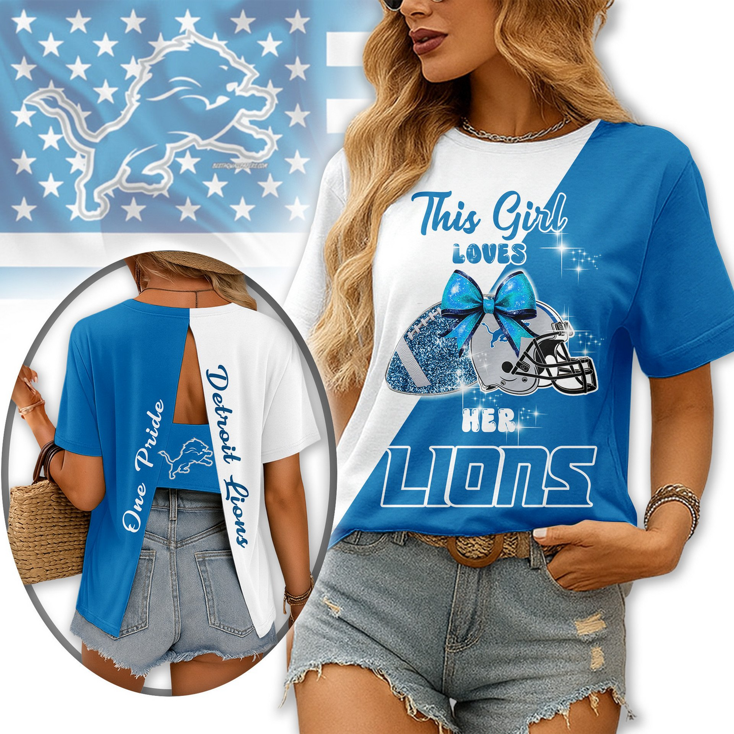 Premium NFL DET x Back Slit Short Sleeve NDT NHM