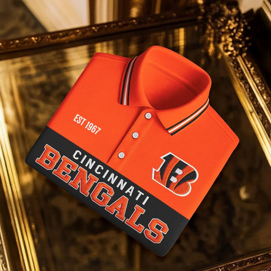 Premium NFL X CIN Classic Long sleeve Polo Shirt NDT NHM