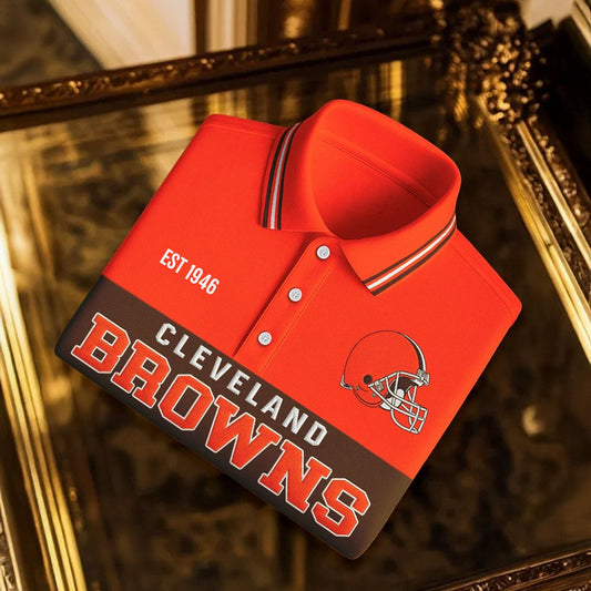 Premium NFL X CLE Classic Long sleeve Polo Shirt NDT NHM