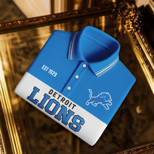 Premium NFL X DET Classic Long sleeve Polo Shirt NDT NHM