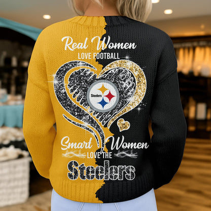 Premium NFL X PIT Smart Woman Love Football Cozy Split Knit Cardigan V2 NDT NHM