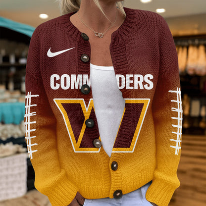 Premium NFL X WAS Smart Woman Love Football Cozy Split Knit Cardigan NDT NHM