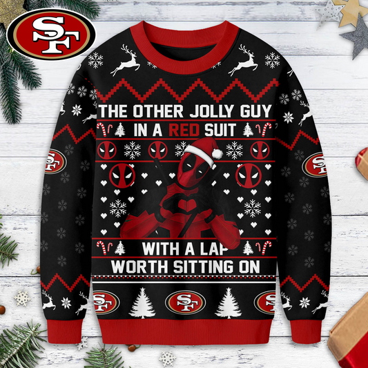 Premium NFL x  SF Deadpool Christmas Ugly Sweater NDT NHM 131125