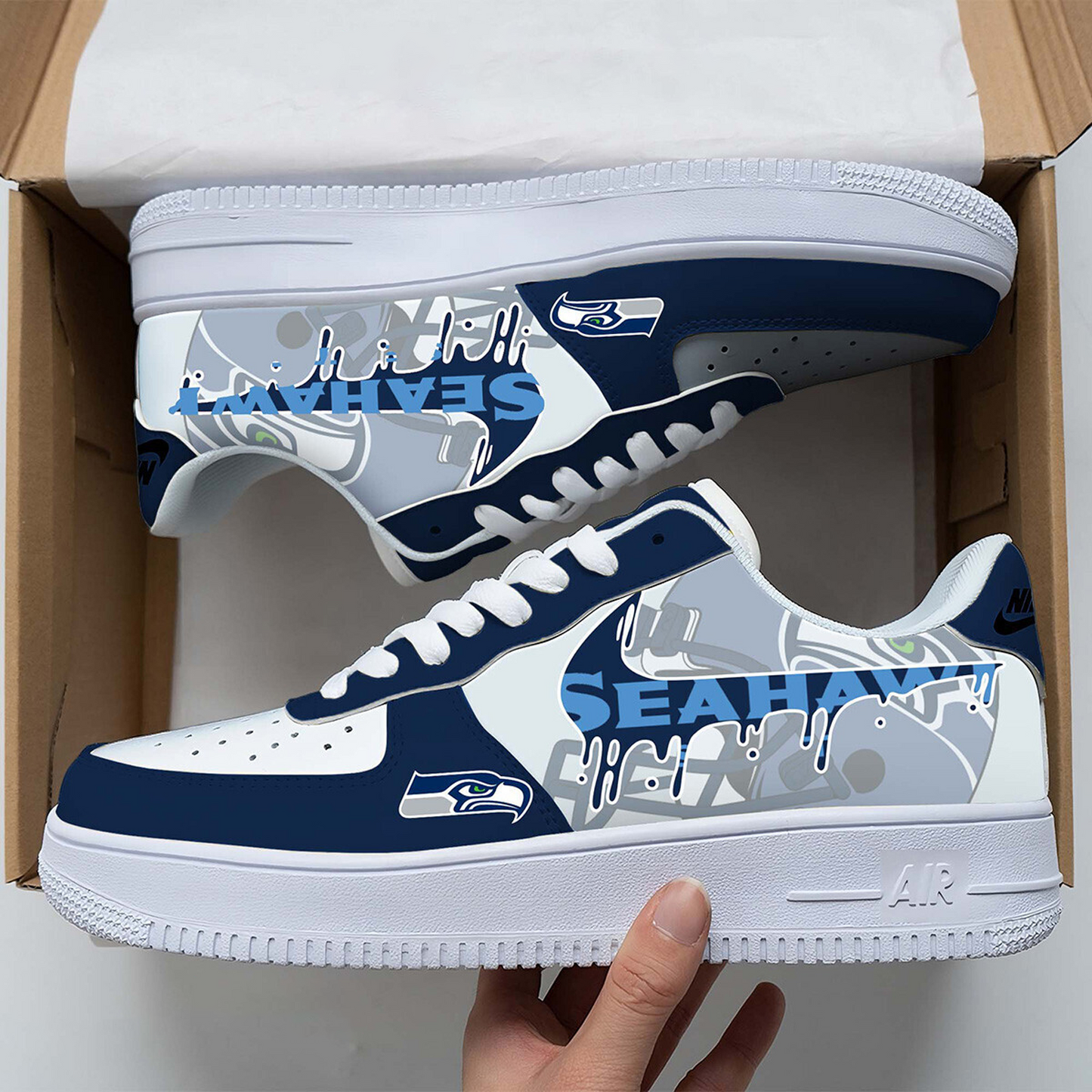 SEA x NFL Team Logo Fan Air Force 1 Shoes DATND TANTD