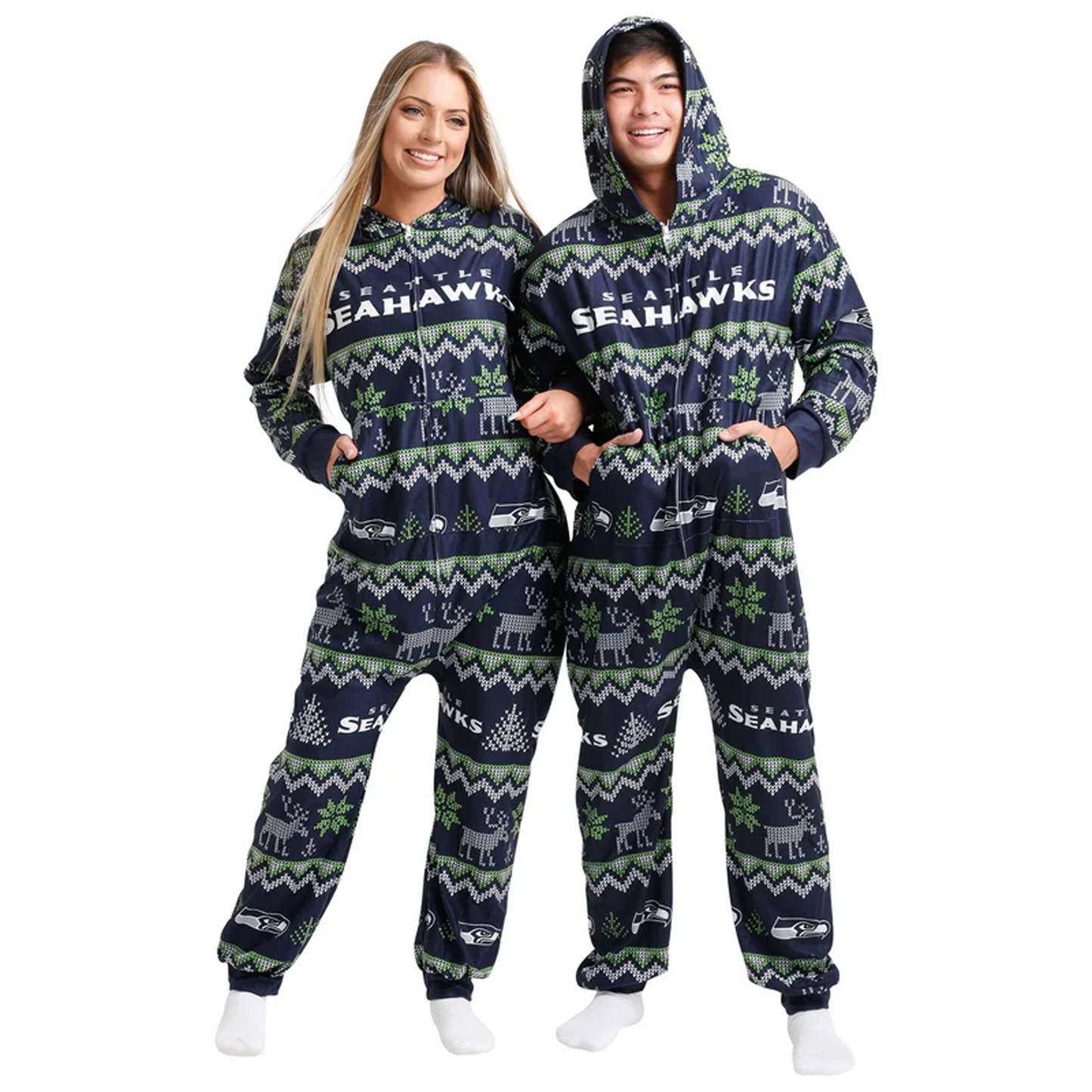 SEA x NFL Ugly Pattern One Piece Pajamas DATND TANTD