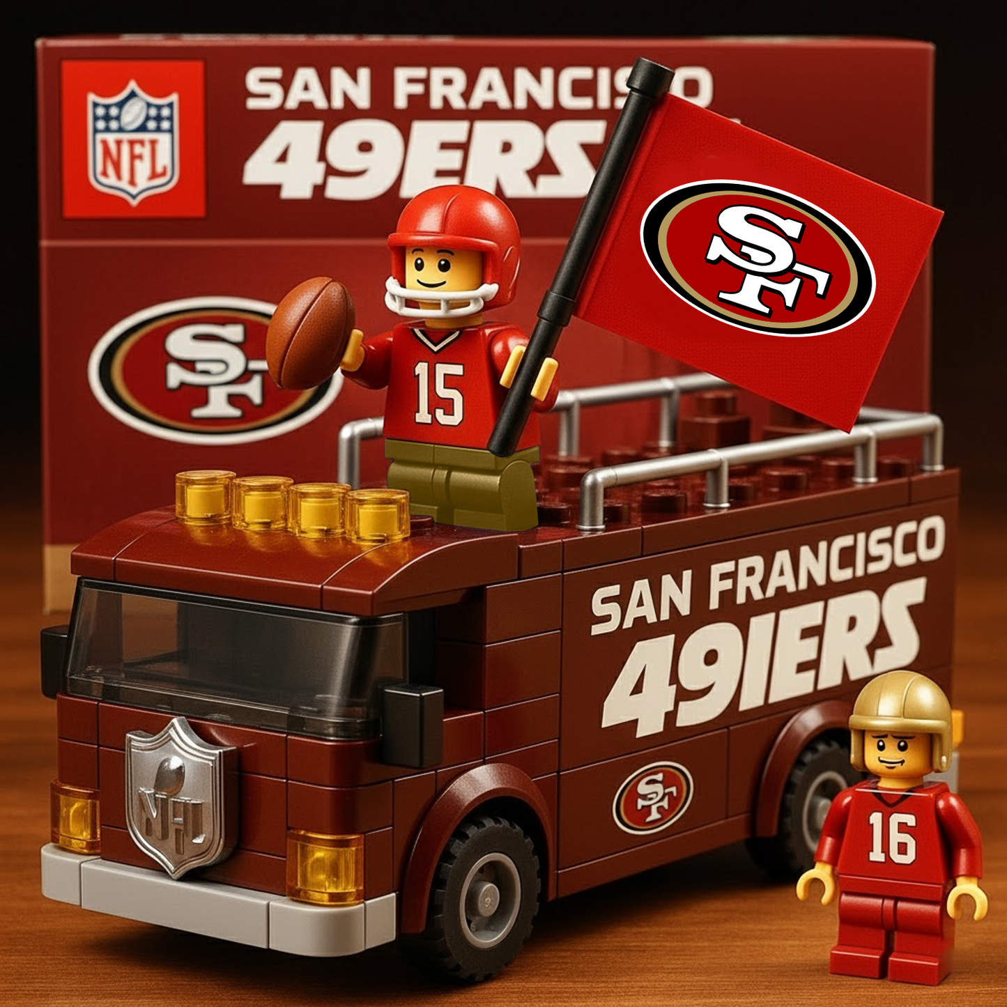 SF x NFL Building Blocks Bus Toy Set DatND DVT