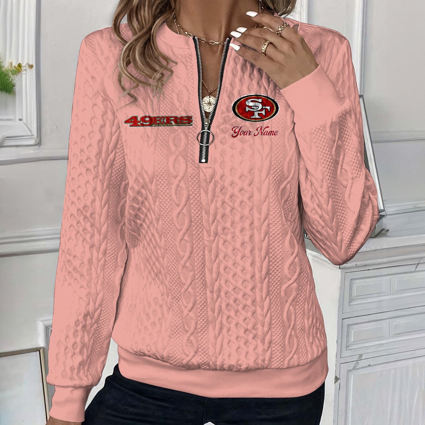 SF x NFL Women's Quilted Zip-UP Sweatshirt DatND DVT