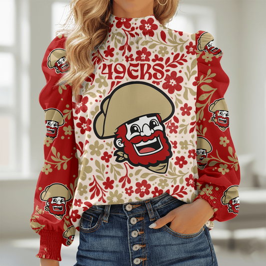 SF49 NFL Women Puff Sleeve Blouse DDT NTL