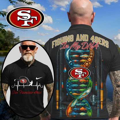 SF49 Premium NFL Fishing In My DNA Polo Shirt DDT CTND