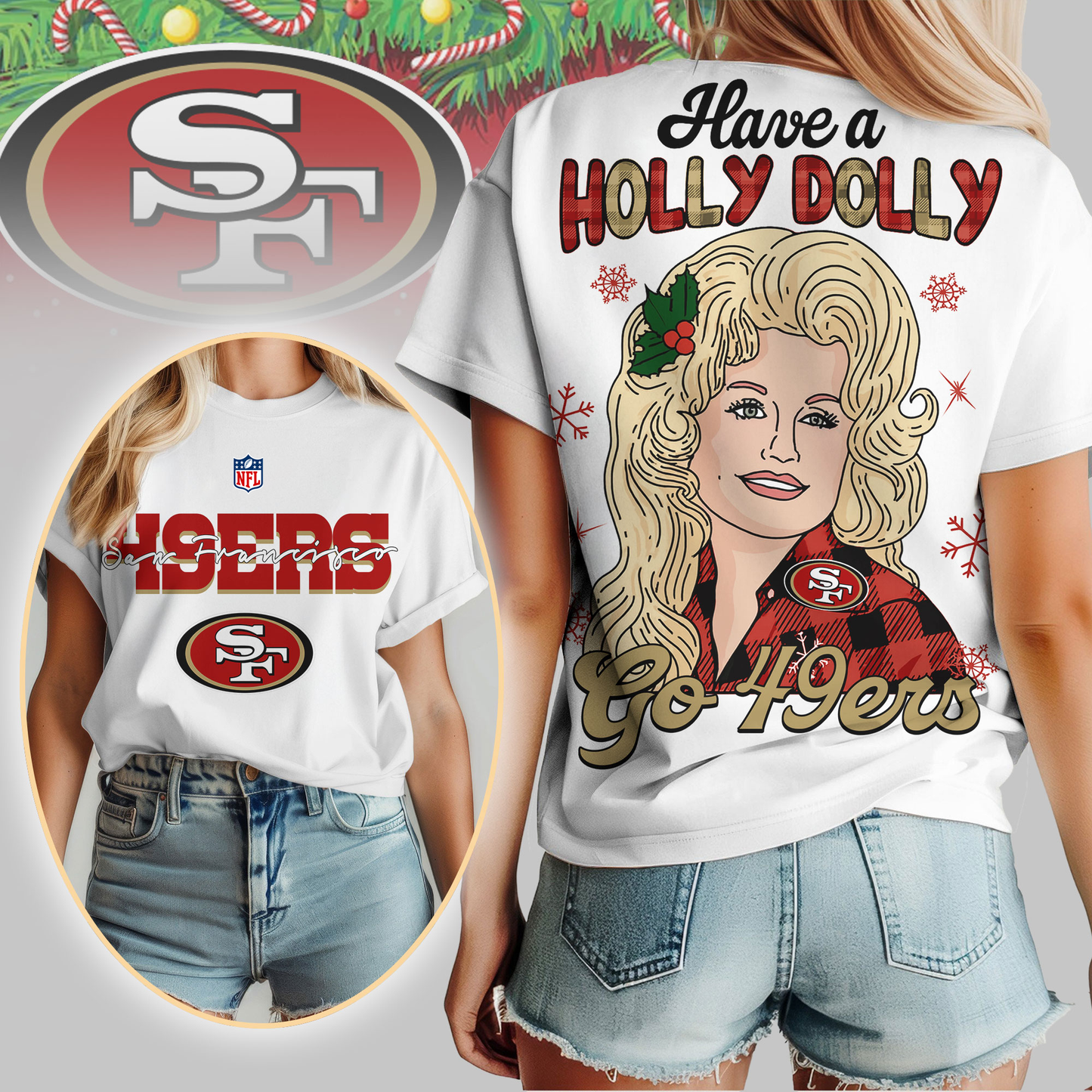 SF49 Premium NFL Have A Holly Dolly Women Shirt DDT CTND
