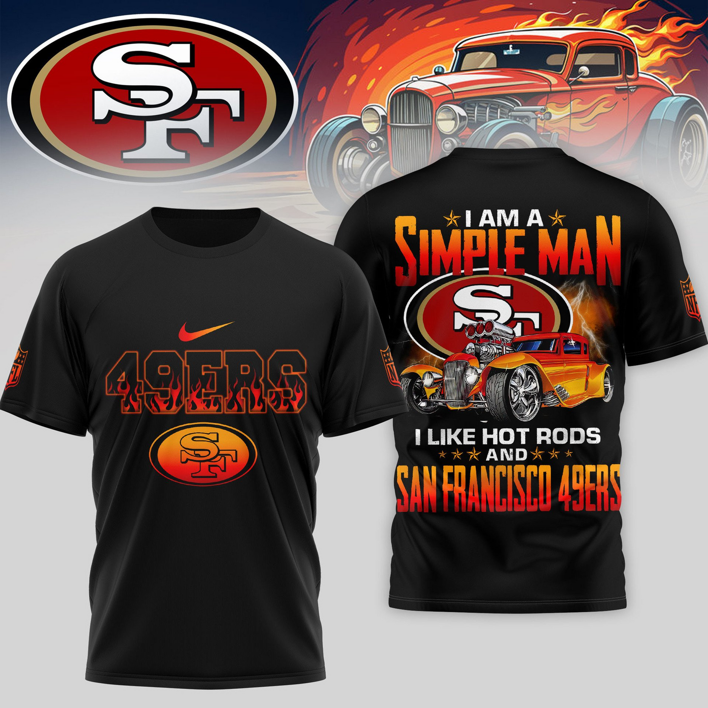 SF49 Premium NFL Hot Rods 3D Shirt DDT HLPHUONG