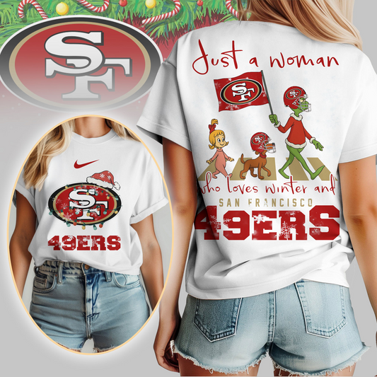 SF49 Premium NFL Just A Woman Who Loves Winter 3D Shirt DDT CTND
