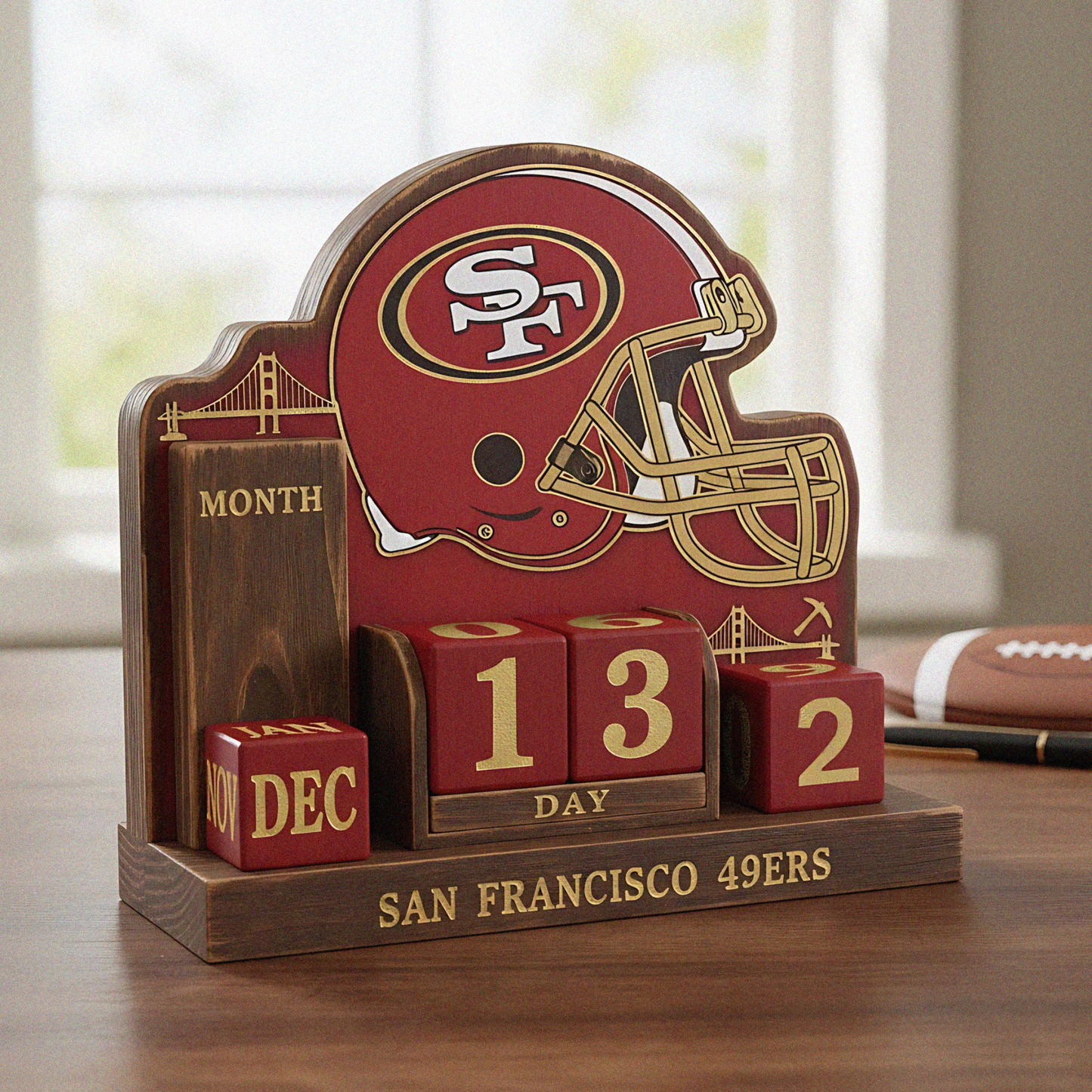 NFL Football Team Perpetural Wood Block Calendar DDT CTND