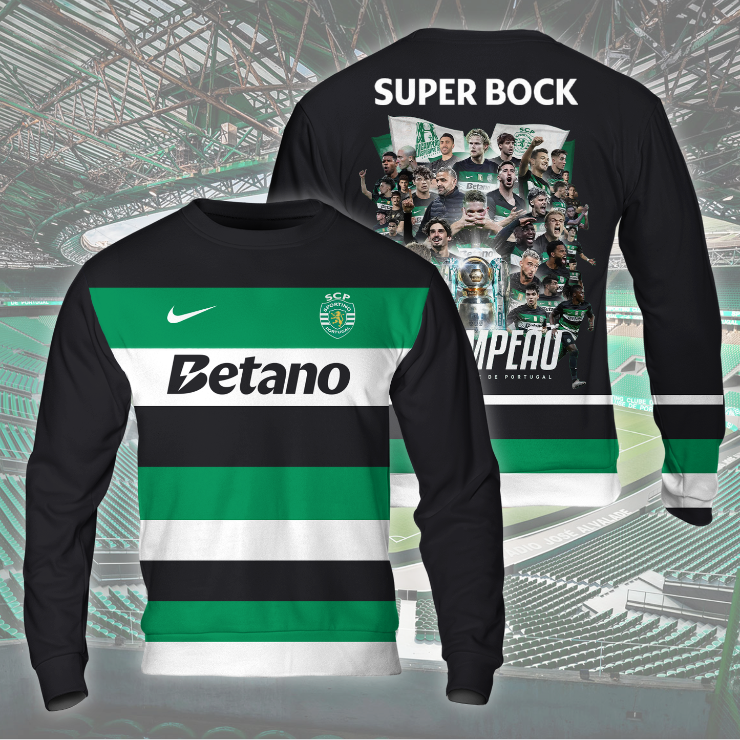 Sporting CP Campeao Liga Portugal V9 Shirt DDTCTND