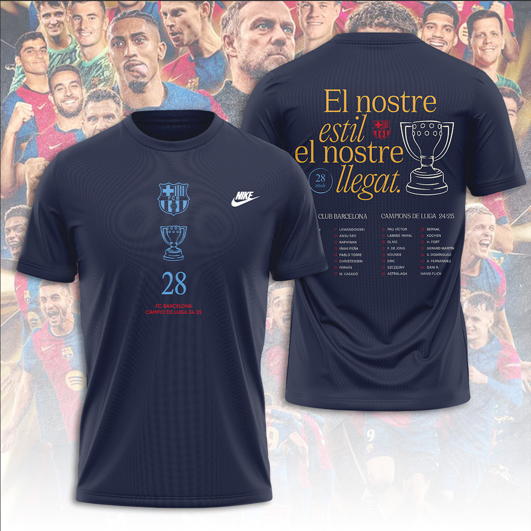 FC Barcelona Campeones La Liga 2024 2025 V5 Shirt DDT