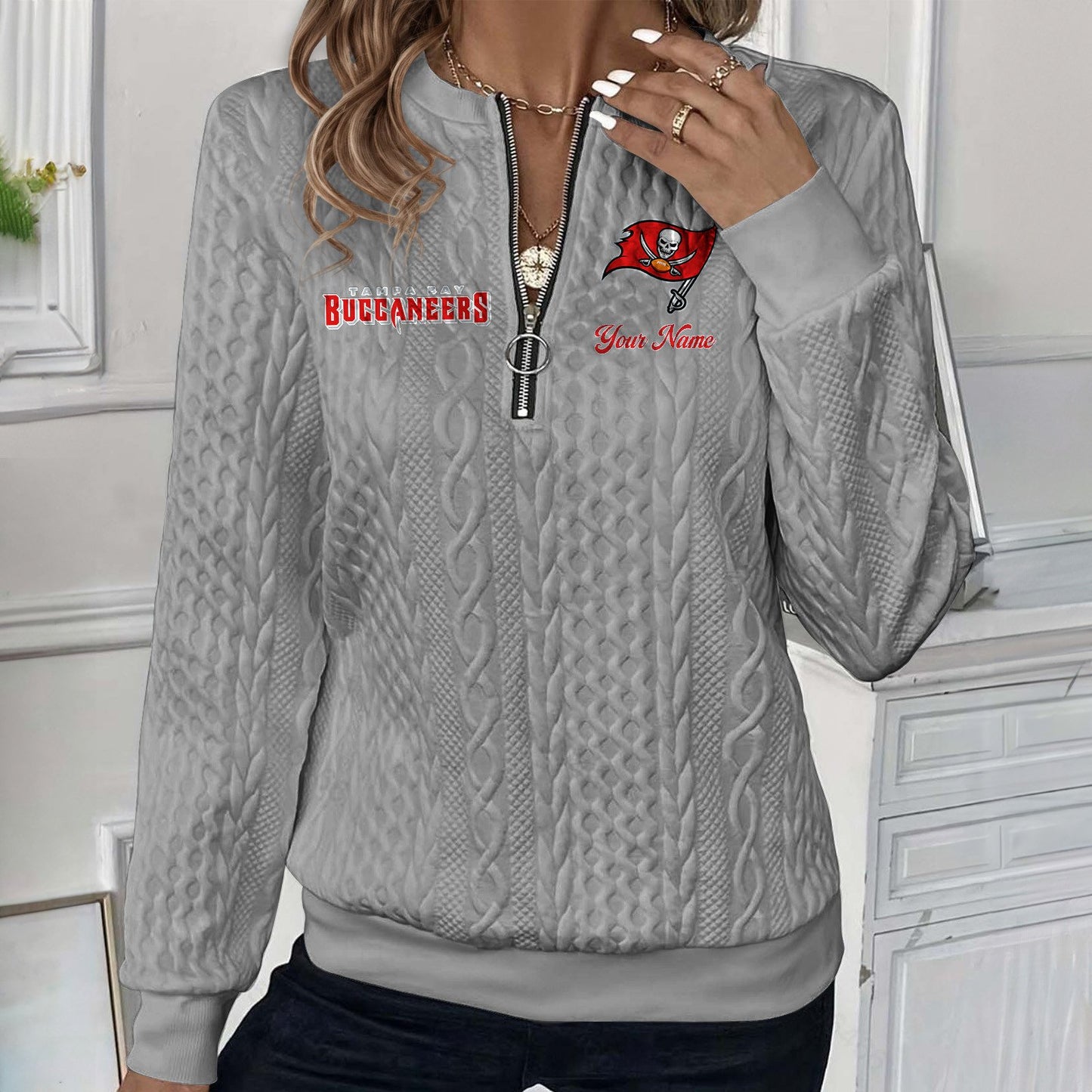 TB x NFL Women's Quilted Zip-UP Sweatshirt DatND DVT