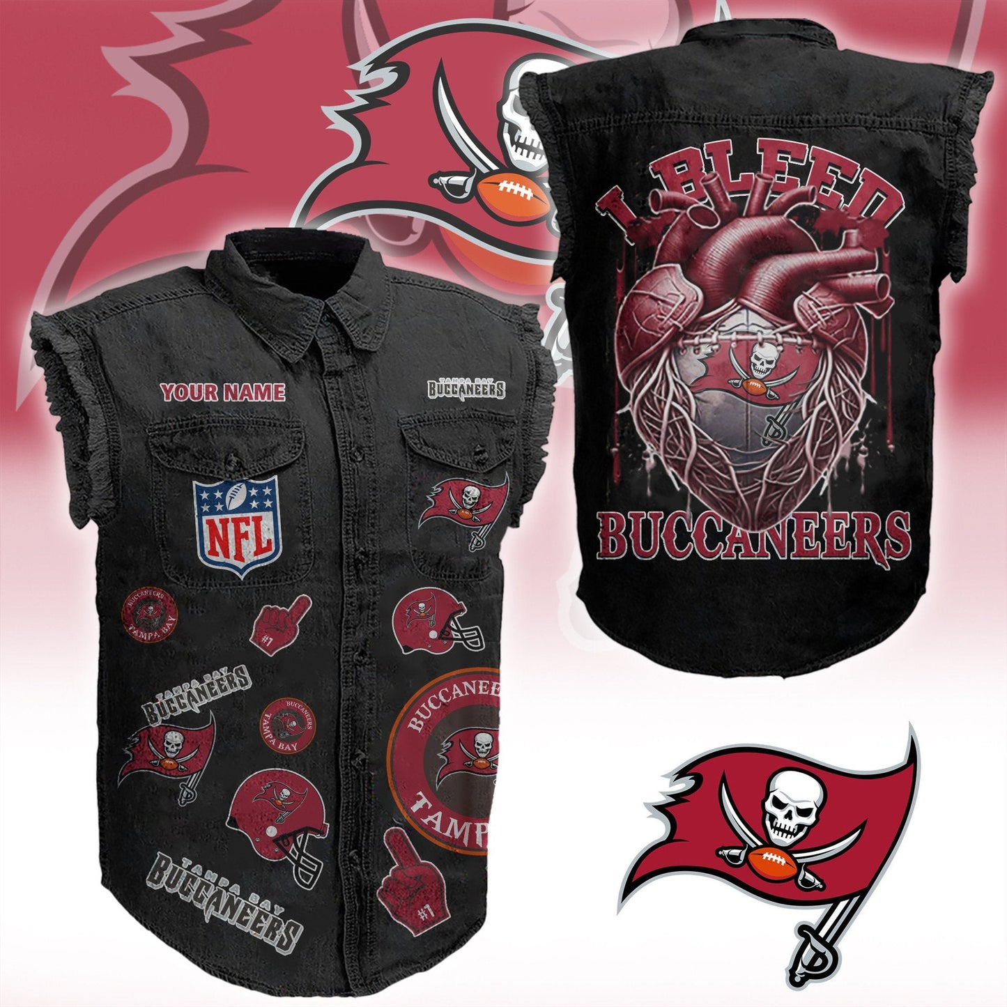TBB NFL Personalize Sleeveless Denim Jacket For Fan DDT CTND