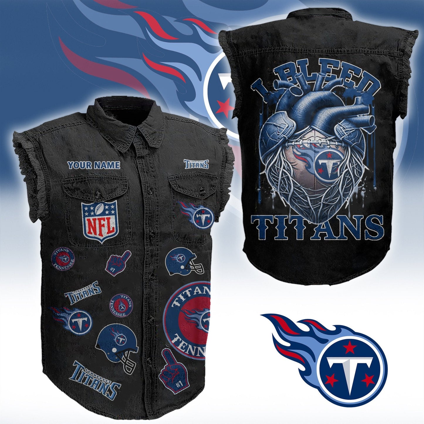 TT NFL Personalize Sleeveless Denim Jacket For Fan DDT CTND