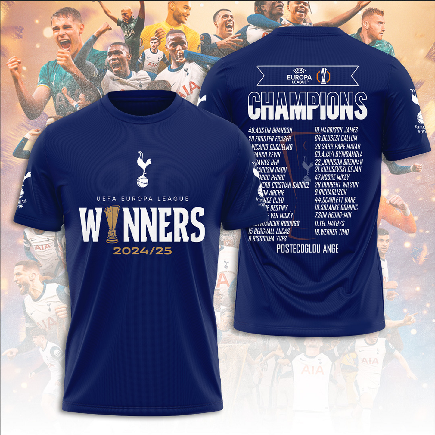 Tottenham Hotspur Europa League 2025 Champions 3D Shirt V10 NDD
