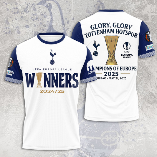 Tottenham Hotspur Europa League 2025 Champions 3D Shirt NDD