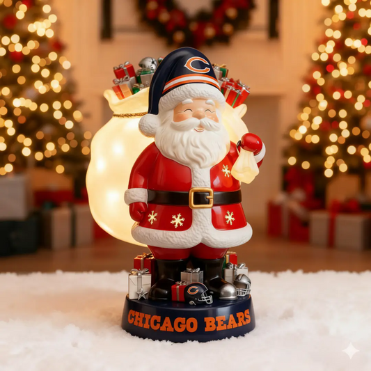 UNIQUE NFL X CHI Santa Claus LED NITE Holiday Statuary NDT NHM