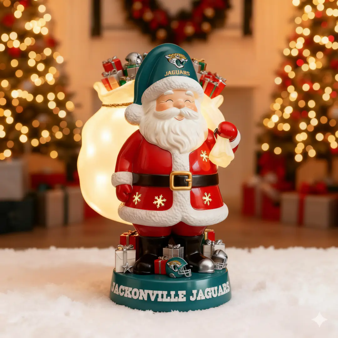 UNIQUE NFL X JAG Santa Claus LED NITE Holiday Statuary NDT NHM