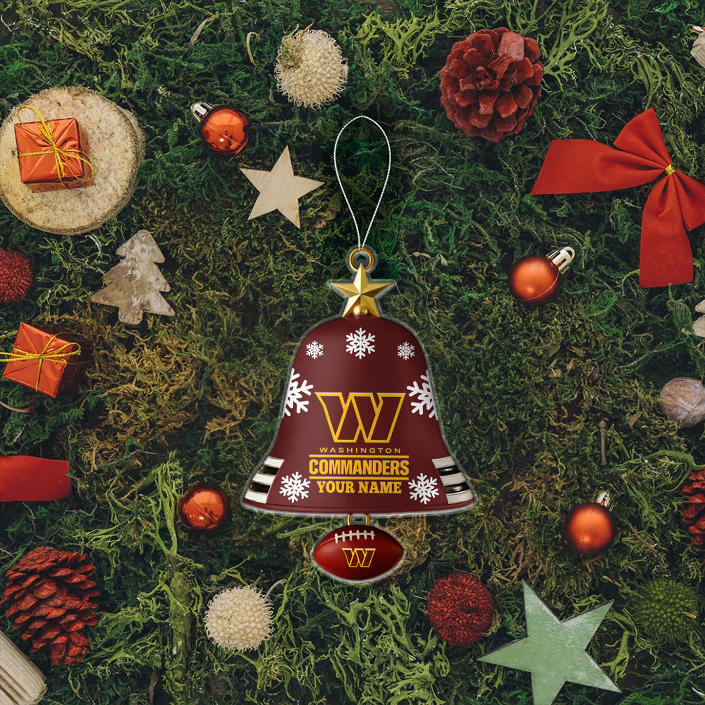 WAS x NFL Christmas Bell Ornament Custom Any Name DatND DVT