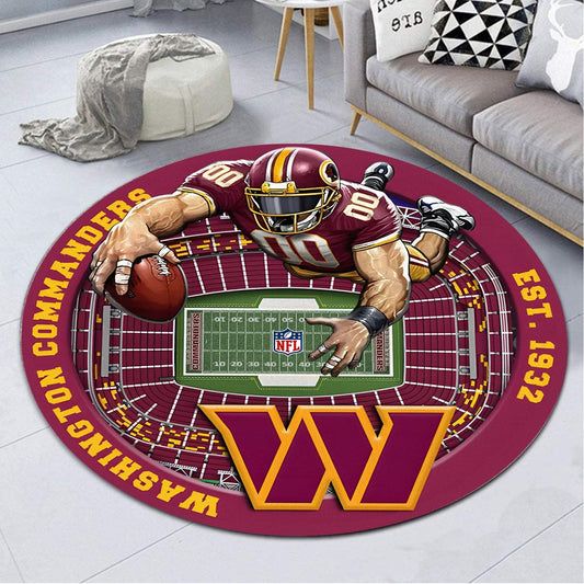 WAS x NFL Luxury 3D Round Rug DatND DVT
