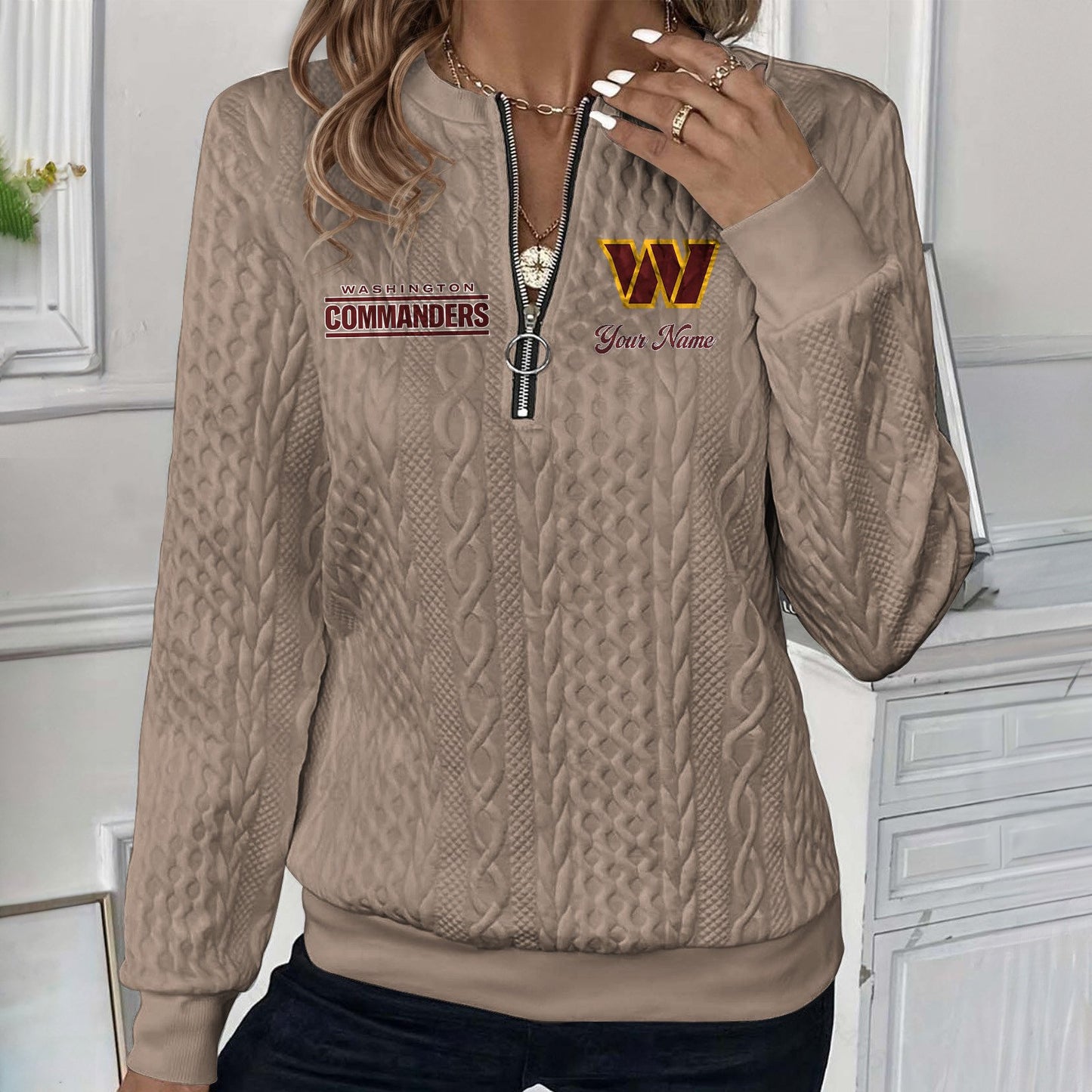 WAS x NFL Women's Quilted Zip-UP Sweatshirt DatND DVT