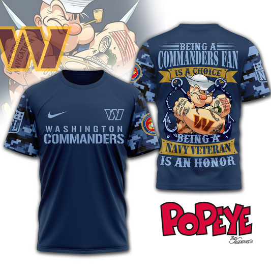 WC Premium NFL Navy Veteran Popeye 3D Shirt DDT CTND
