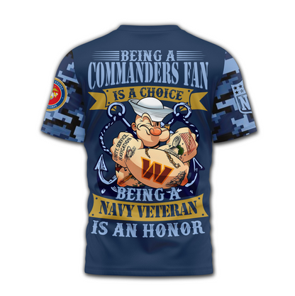 WC Premium NFL Navy Veteran Popeye 3D Shirt DDT CTND