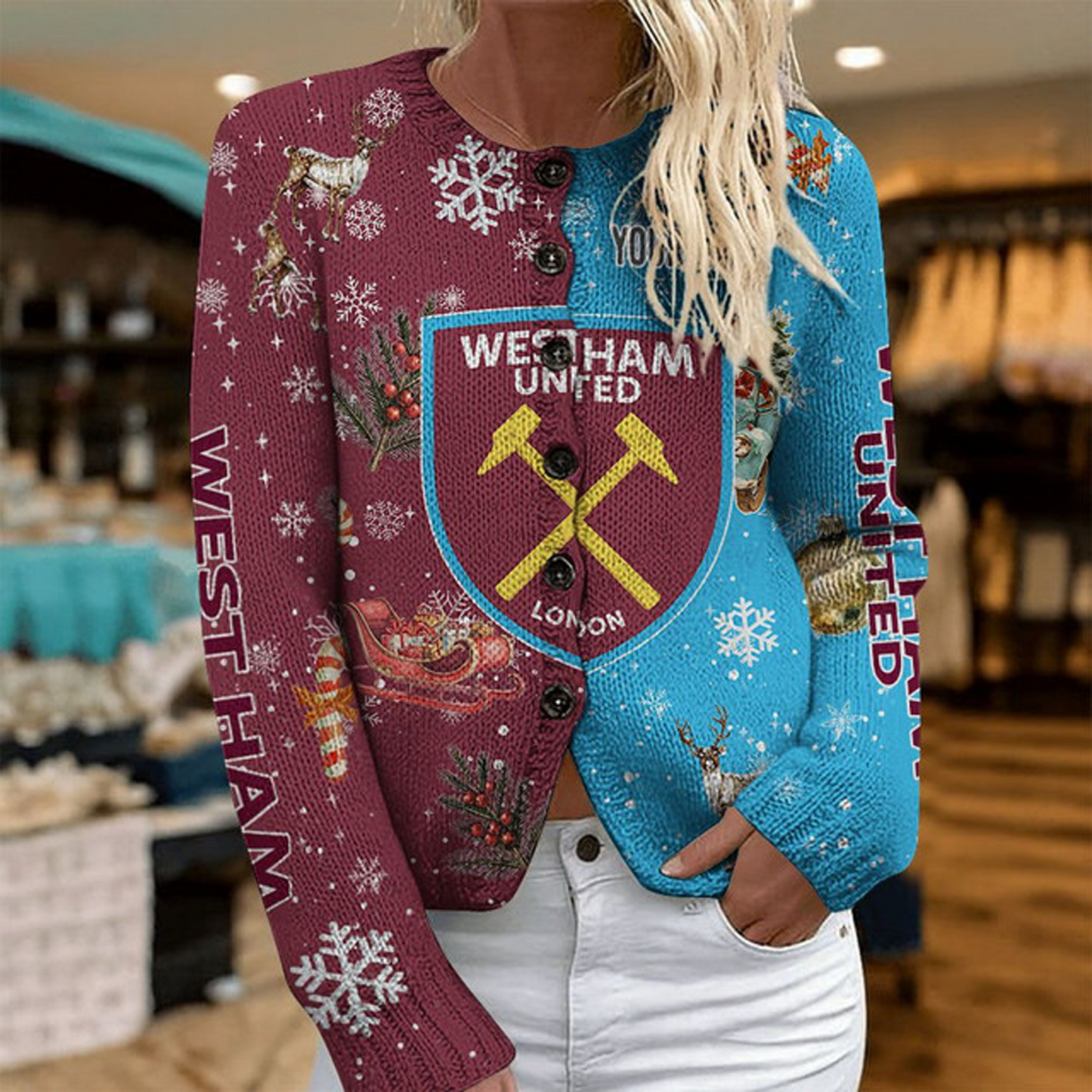 WHU x EPL Christmas Cardigan For Women DatND THUONGNH