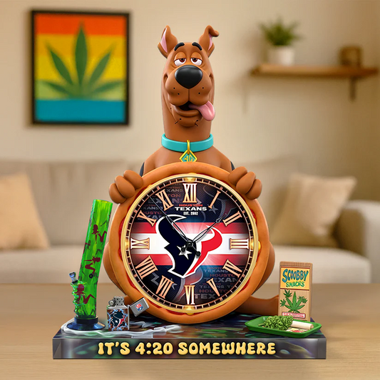 A Playful Pup Desk Clock Plaque - CHRISTMAS SCOOBIDO- HOU Gift For Weed Lovers NDT TDT