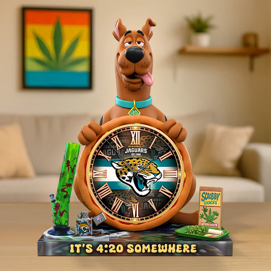 A Playful Pup Desk Clock Plaque - CHRISTMAS SCOOBIDO- JAC Gift For Weed Lovers NDT TDT