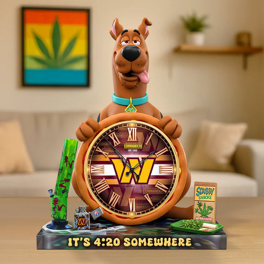 A Playful Pup Desk Clock Plaque - CHRISTMAS SCOOBIDO- WAS Gift For Weed Lovers NDT TDT