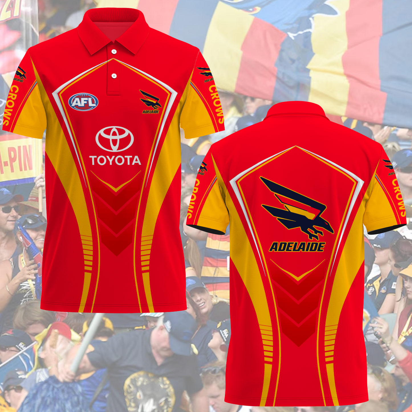 Adelaide Crows 3 AFL 2025 Polo Shirt TM NTA V1