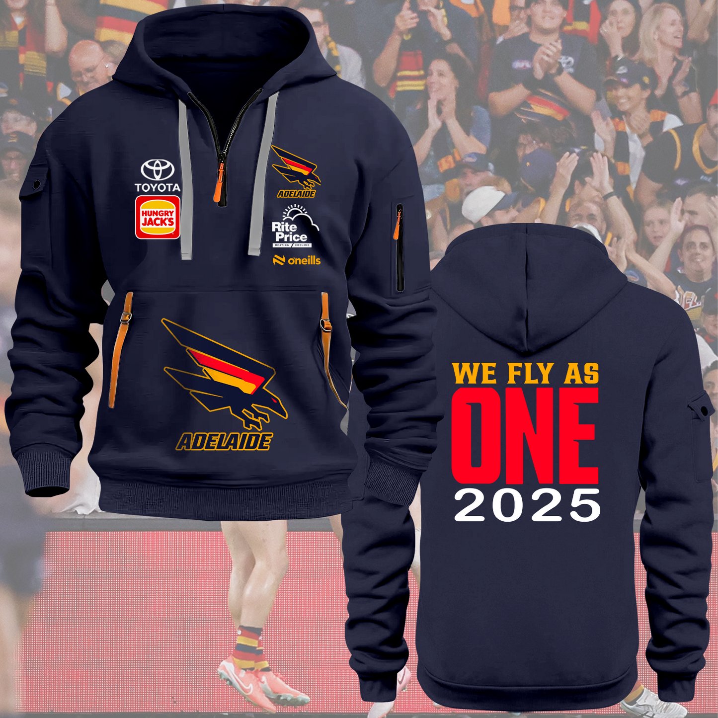 Adelaide Crows AFL 2025 Zipper Hoodie TM NTA V1