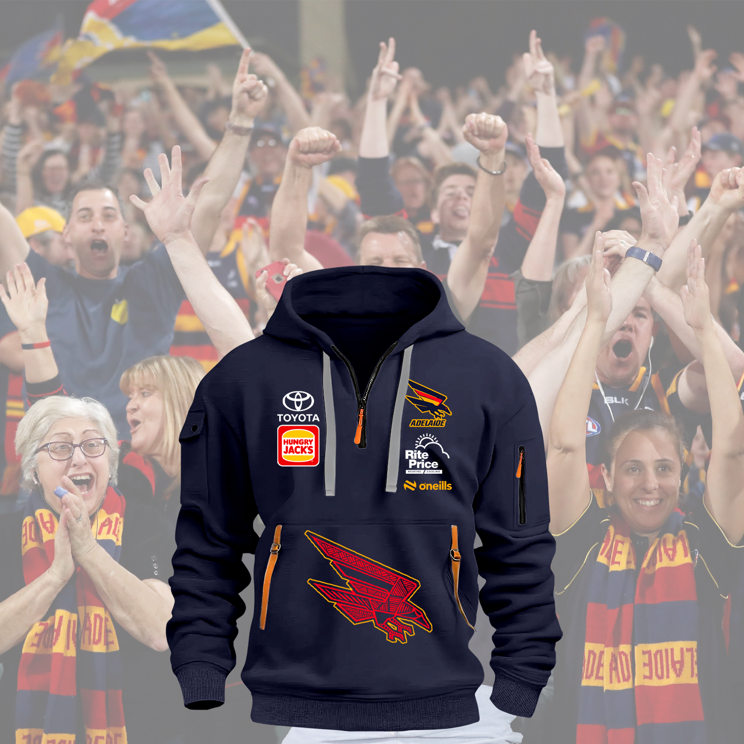 Adelaide Crows AFL 2025 Zipper Hoodie TM NTA V1