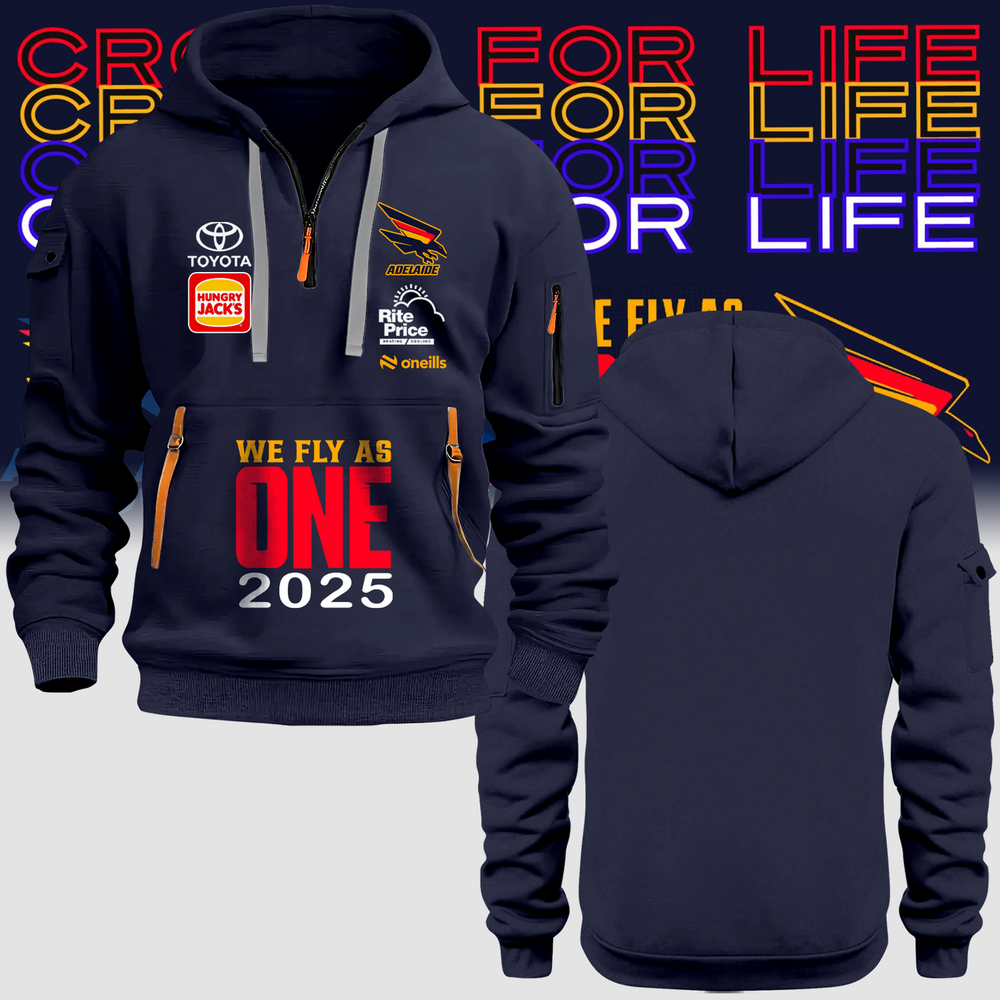 Adelaide Crows AFL 2025 Zipper Hoodie TM NTA V4
