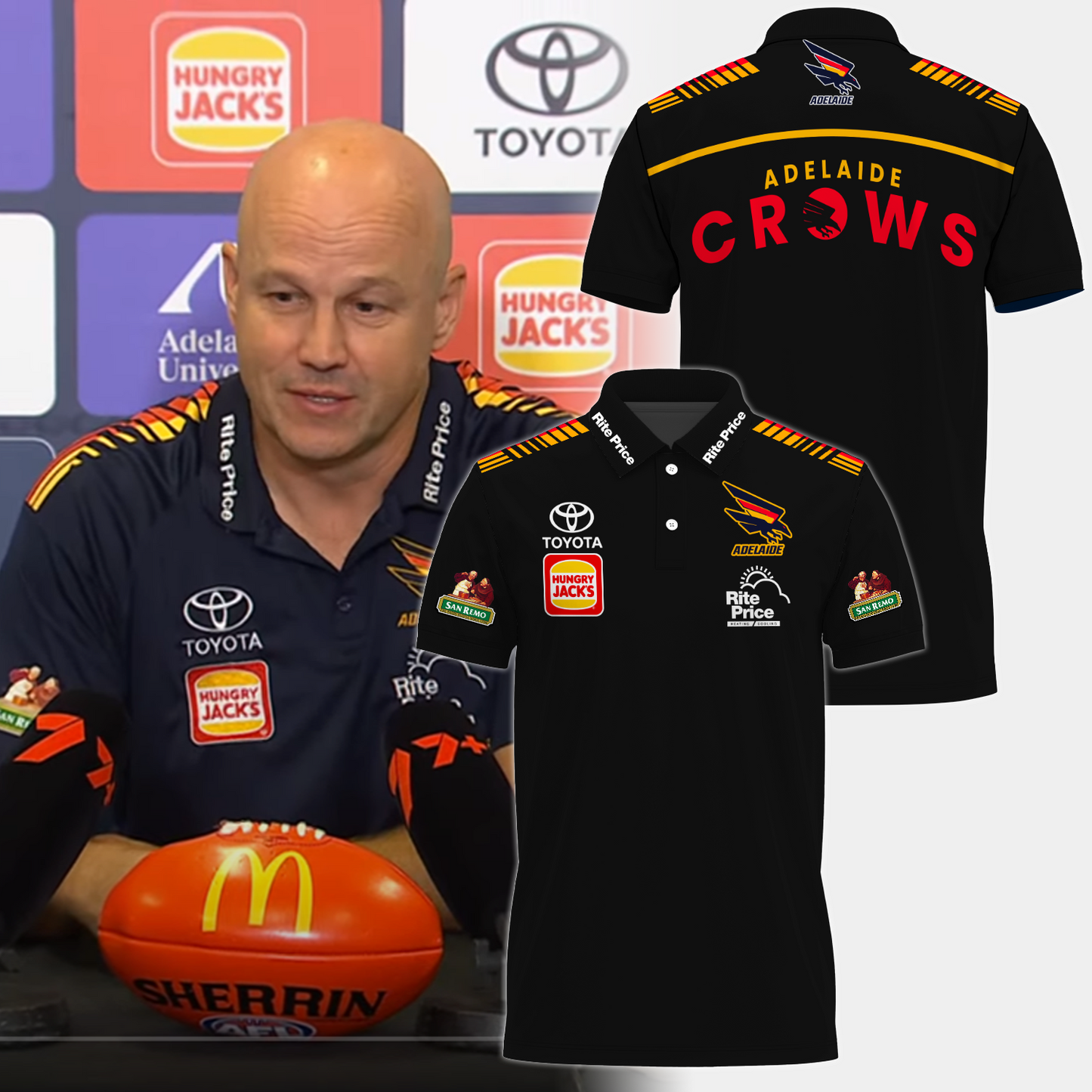 Adelaide Football Club AFL 2025 Crows Made From South Australia Limited Edition Polo Shirt TM V10