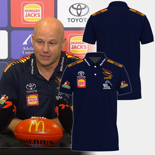 Adelaide Football Club AFL 2025 Crows Made From South Australia Limited Edition Polo Shirt TM V8 NTA