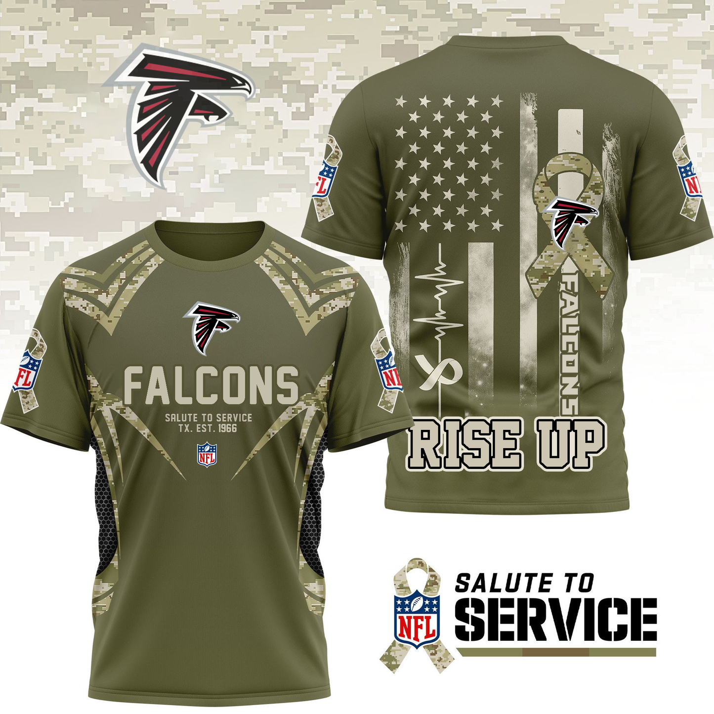 AF Premium NFL Salute to Service Camo 3D Shirt DDT CTND
