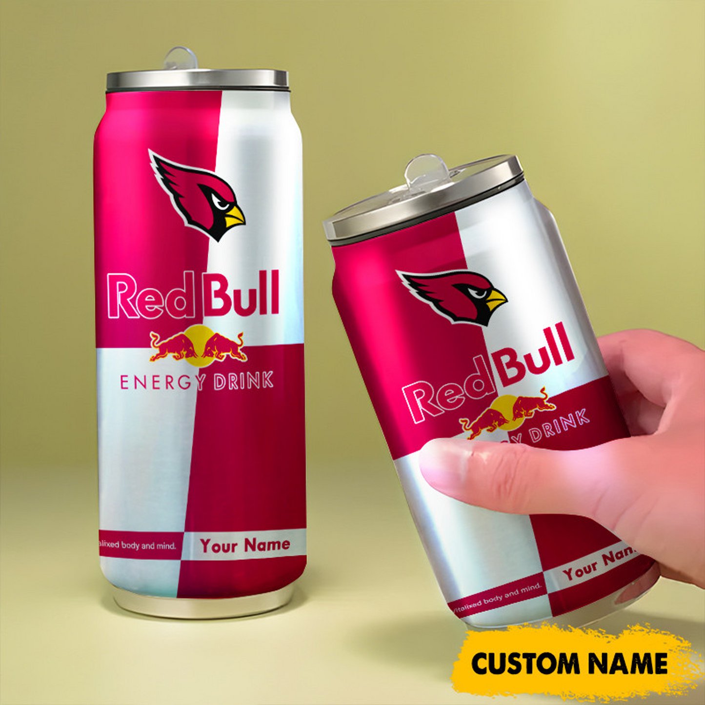 ARI x NFL Mix RedB Drink Can Tumbler Custom Any Name DATND TANTD