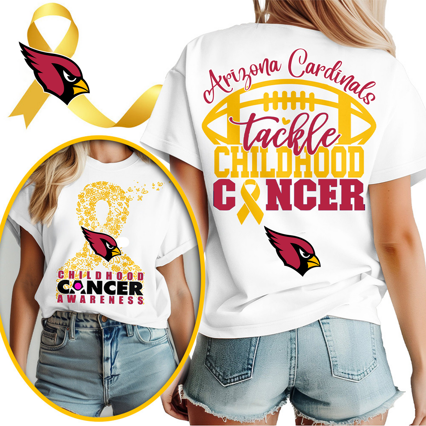 ARI X NFL Premium Childhood Cancer Awareness Month 3D Shirt DatND ThuongNH