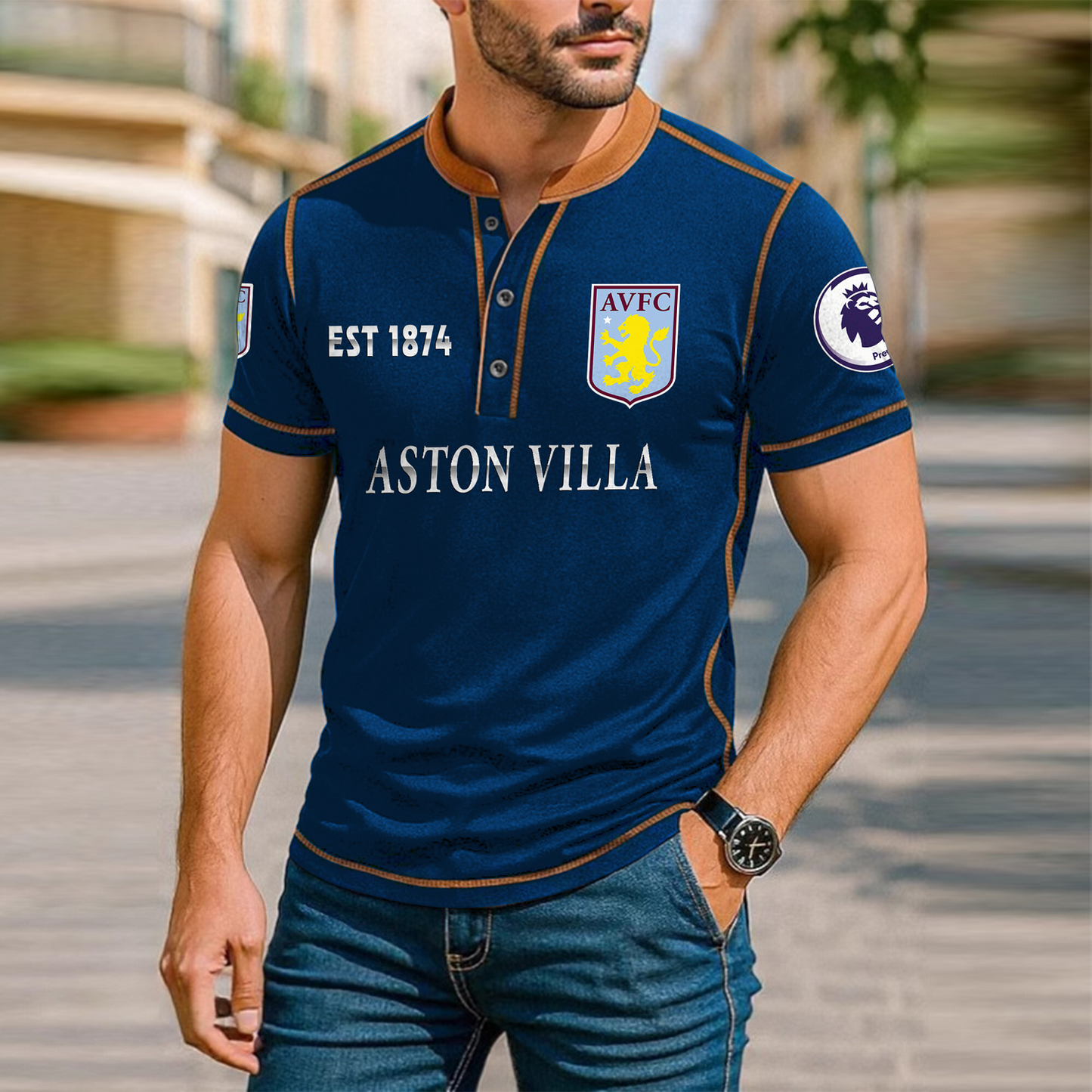 AST Premium Men's Short Sleeve Henleys DatND DVT