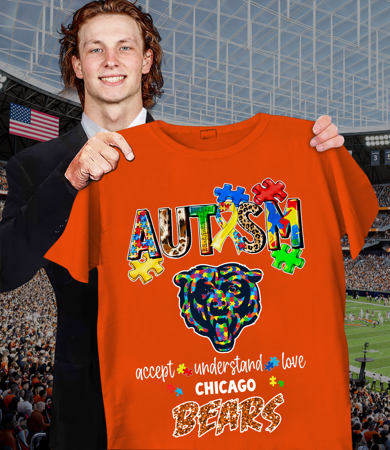 Autism Accept Understand Love Chicago Bears Shirt