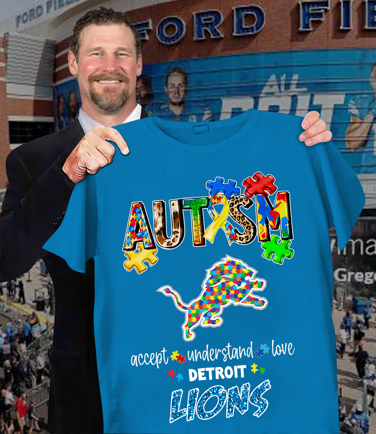 Autism Accept Understand Love Detroit Lions Shirt