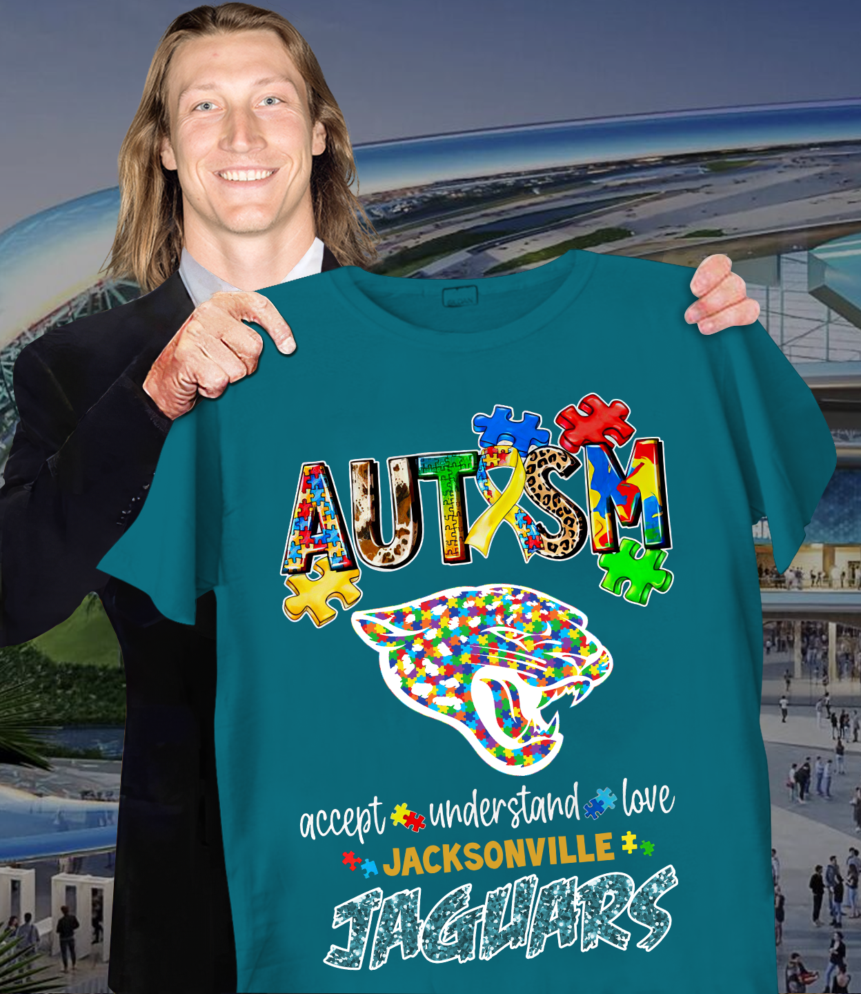 Autism Accept Understand Love Jacksonville Jaguars Shirt